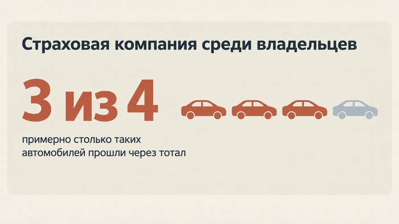 Три из четырёх автомобилей, прошедших через страховую компанию, признаны тоталом