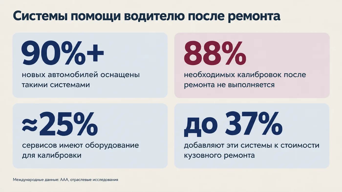 Четыре показателя о калибровке систем помощи водителю после ремонта