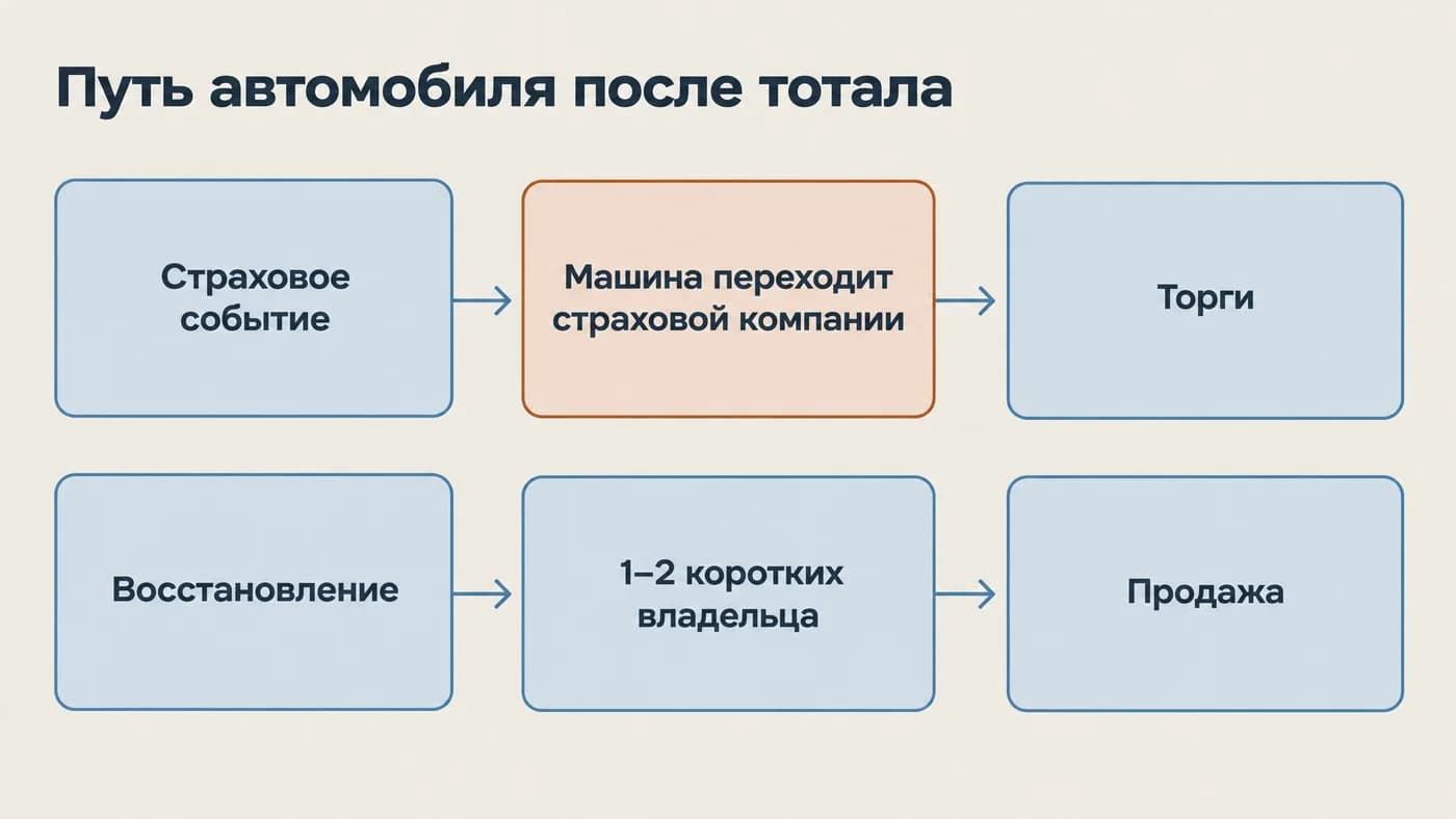 Цепочка событий в истории восстановленного автомобиля: от страхового события до продажи